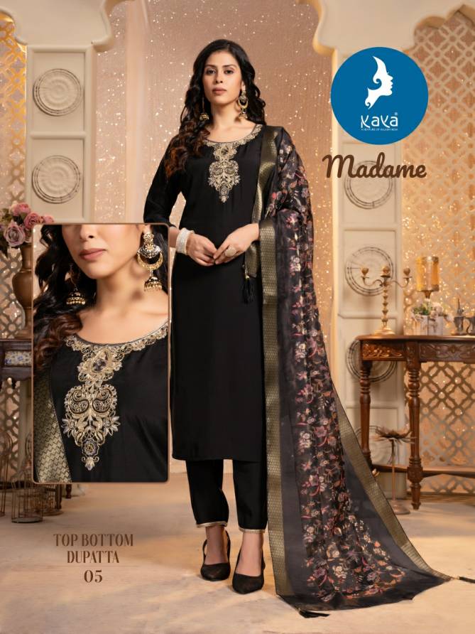 Madame By Kaya Roman Silk Designer Kurti With Bottom Dupatta Wholesale Price In Surat